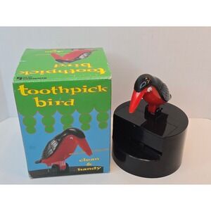 Accoutrements Toothpick Bird Dispenser Red Black Retro Novelty Kitchen Gadget